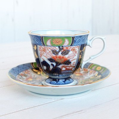 画像2: 古伊万里金彩牡丹（緑） コーヒー碗皿