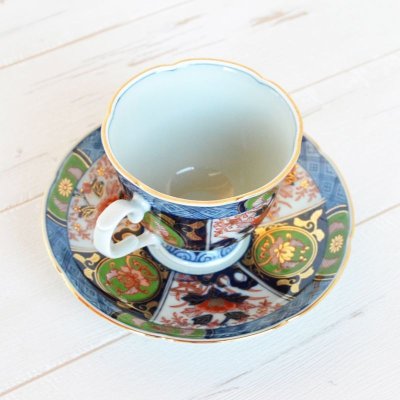 画像3: 古伊万里金彩牡丹（緑） コーヒー碗皿