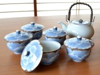 プラチナ牡丹 汲出しＵ土瓶茶器揃（木箱入）