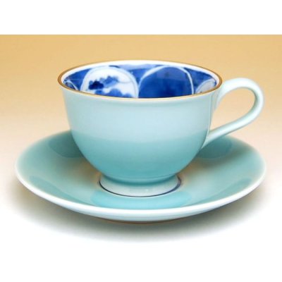 画像2: 青磁割山水 コーヒー碗皿
