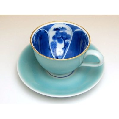 画像3: 青磁割山水 コーヒー碗皿
