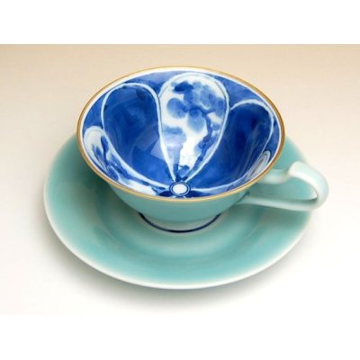 画像3: 青磁割山水 紅茶碗皿
