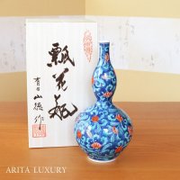 染錦更紗紋 瓢型 花瓶