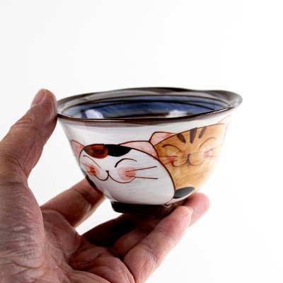 画像5: 仲良しネコ（青） 茶碗